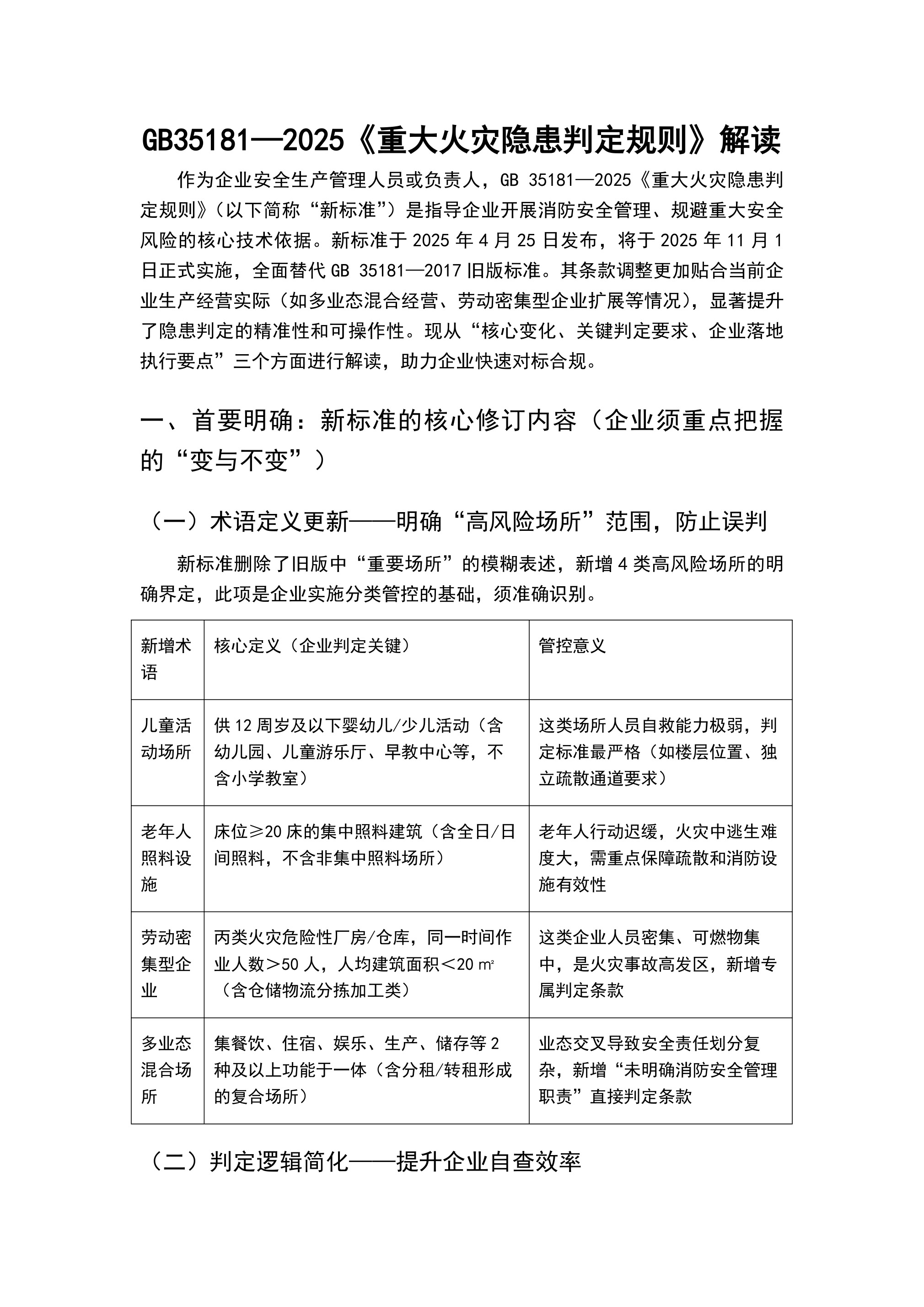 GB 35181-2025《重大火灾隐患判定规则》解读 - 第 1 页